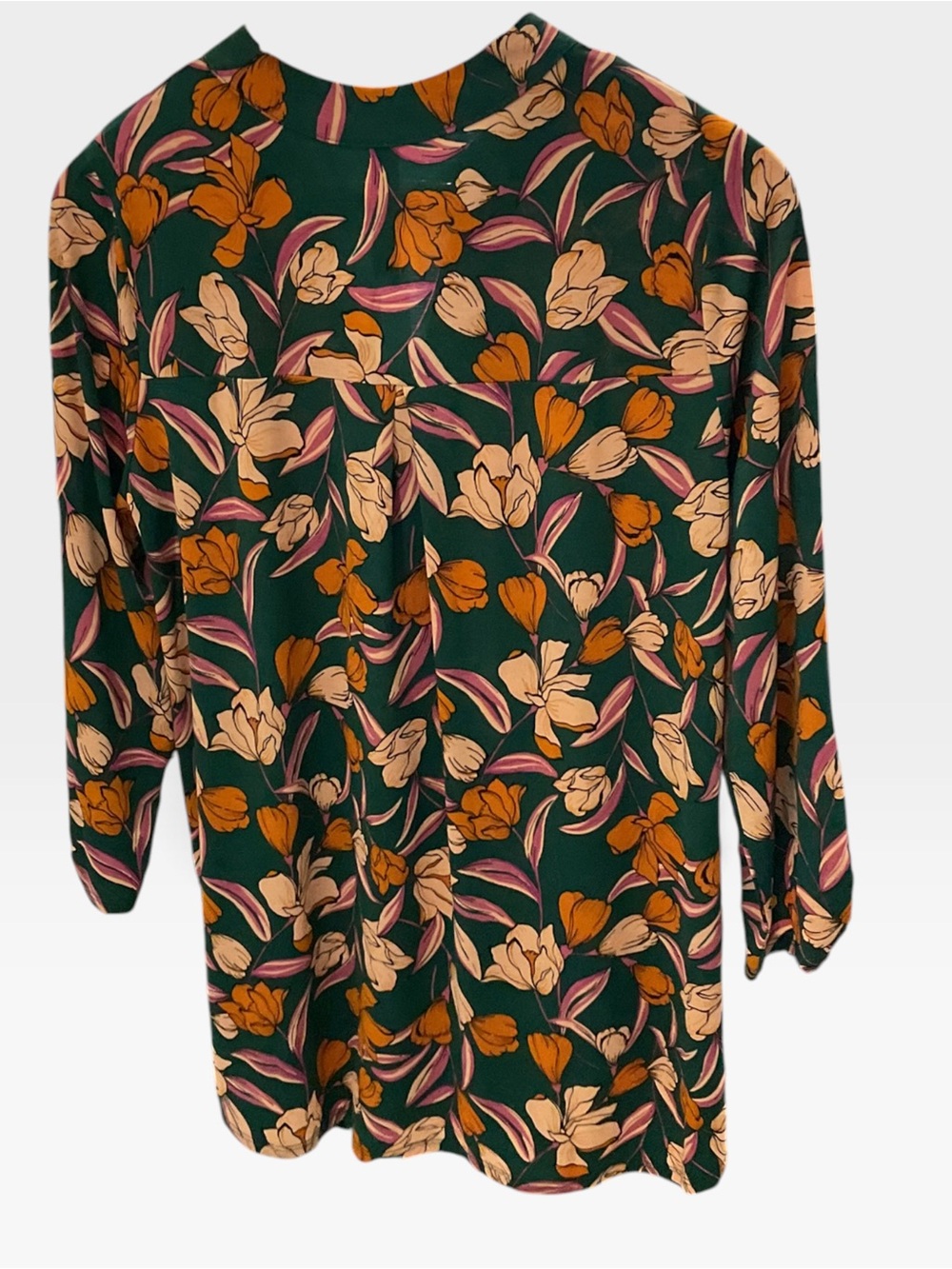 Dear Scarlett Floral Roll-Sleeve Shirt - Green Floral - Picture 2 of 3
